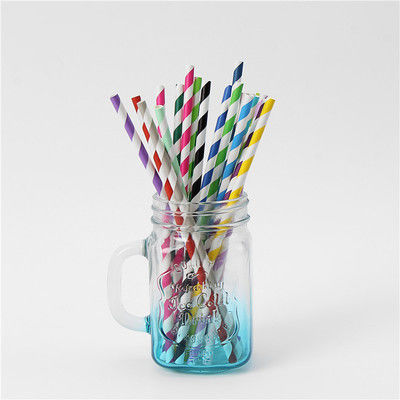 Dia 5mm To 10mm Stripe Biodegradable Paper Straws
